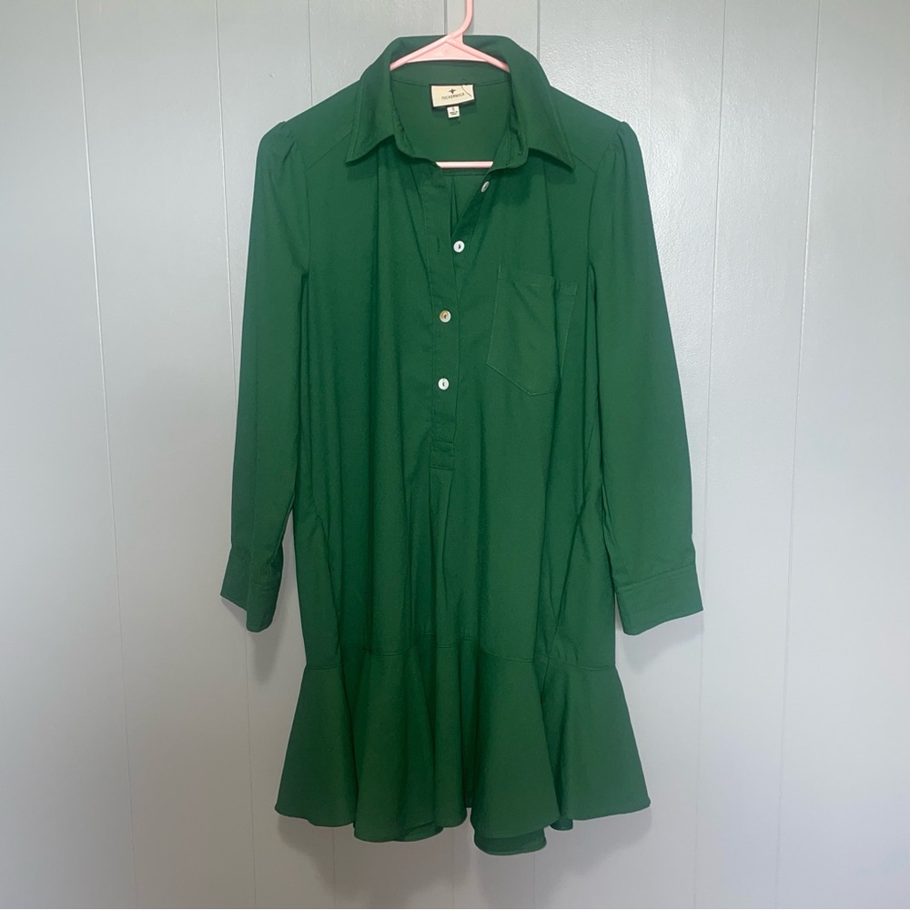 Tuckernuck Hunter Green Crepe Callahan Dress - Picture 7 of 15